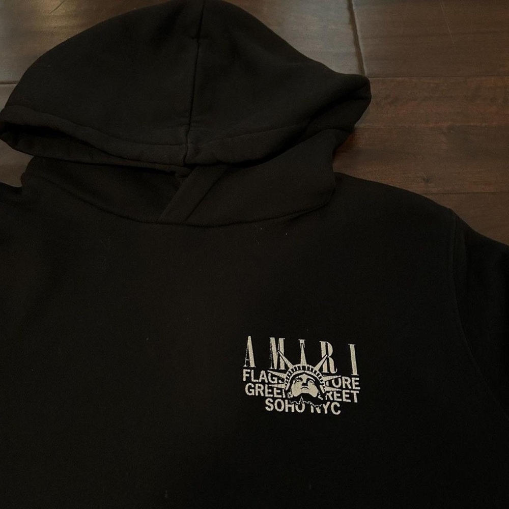 AMIRI Black Hoodie with Subtle Logo (used lightly)